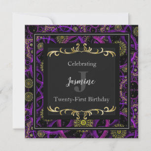 Glam coloré Gold Invitation Anniversaire