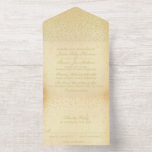  Glam Confetti bruiloft echte Folie geperst All In One Uitnodiging (Binnenkant)