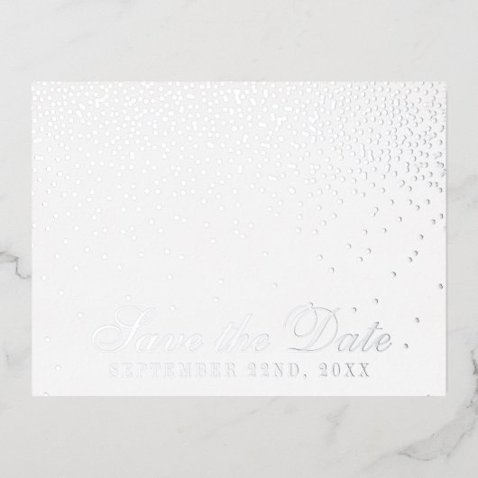 Glam Confetti Wedding Save the Date Real Folie Uitnodiging Briefkaart (Voorkant)