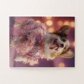 Glam Corgi en rose - Puzzle mignon (Horizontal)