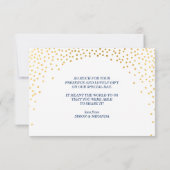 GLAM DANK U rustiek goud confetti marine blauw Bedankkaart (Achterkant)