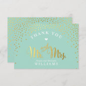 GLAM DANK U rustiek goud confetti mint wit Bedankkaart (Voorkant / Achterkant)