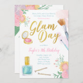 Glam Day Spa Party Birthday Invitation Kaart (Voorkant / Achterkant)