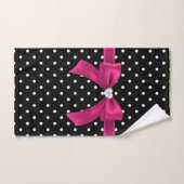 Glam Deep Rose Bow-Blanc Pois-Noir (Serviette à main)