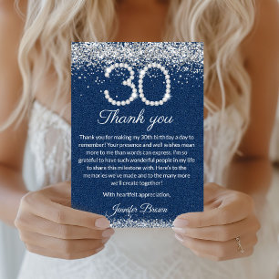 Glam Denim & Diamonds 30e verjaardag Bedankkaart