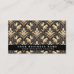 Glam Diamond Black & Gold Art Deco Zakelijke Visit Visitekaartje