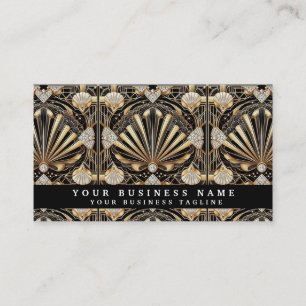 Glam Diamond Black & Gold Art Deco Zakelijke Visit Visitekaartje
