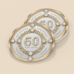 Glam Diamond & Gold Frame 50e anniversaire de Mari<br><div class="desc">Diamant blanc éclatant de verre serti dans cadre tourbillonnant or,  horloge murale commémorative du 50e anniversaire mariage. Texte personnalisable en couleur or changeable. Des images de diamants et d'or ont été créées avec du texte pour générer des images.</div>