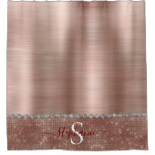 Glam Diamond Sparkle Personalized Roos Douchegordijn (Voorkant)