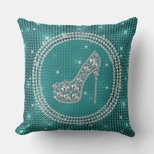 Glam Diamond Stiletto-schoen op Blauwgroen Kussen