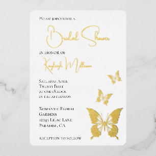 Glam Diamonds Butterflies Vrijgezellenfeest Folie Uitnodiging