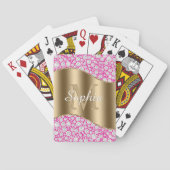 Glam Diamonds Fuchsia, Gouden Monogram, Script Naa Pokerkaarten (Achterkant)