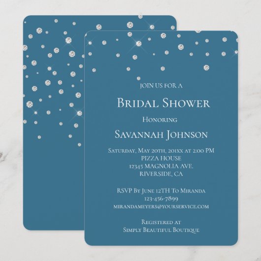 Glam Diamonds Jewel Blue Vrijgezellenfeest Kaart (Voorkant / Achterkant)