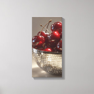 Glam Disco Kom Met Kersen Stilleven Pop Art Canvas Afdruk