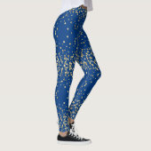 Glam Diva Feestelijk Goud Glitterij Royal Blue Par Leggings (Rechts)