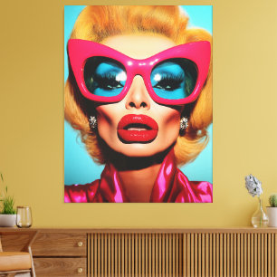 Glam Diva in retrotinten Canvas Afdruk