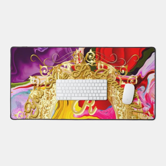 Glam d'or Motivation initiale R Monogramme Abstrai (Clavier et souris)