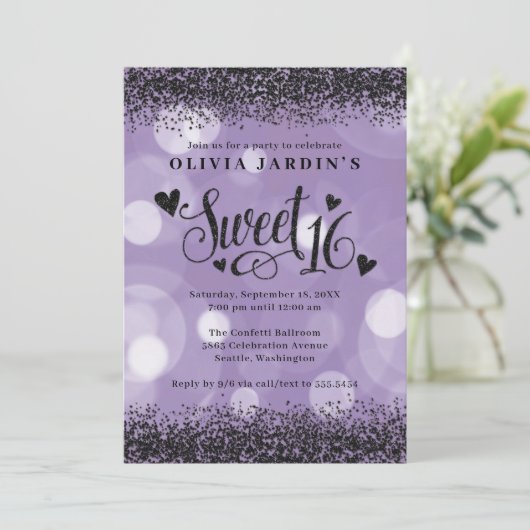 Glam doux noir et pourpre 16 Invitation (Debout devant)