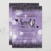 Glam doux noir et pourpre 16 Invitation (Devant / Derrière)