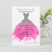 Glam Dress Quinceañera Invitation (Debout devant)