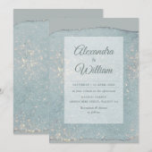 Glam Dusty Blue Glitter Modern Pastel Blue Gold Kaart (Voorkant / Achterkant)