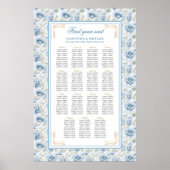 Glam Dusty Blue Gold Waterverf Trouwstoelen Poster (Voorkant)