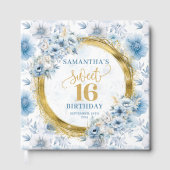 Glam Dusty Blue Sweet 16 Livre d'hôtes avec Partie (Recto)