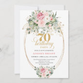 Glam Dusty Pink and Gold 70th Birthday Invitation (Devant)