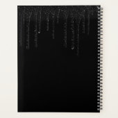 Glam Elegant Driving Black & Gold Drip Glitter Planner (Achterkant)