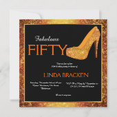 Glam Elegant High Heels 50th Birthday Party Invite Kaart (Voorkant)