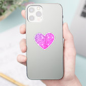 Glam Esthetische Girly Hot Pink Glitter Hart Sticker (Telefoon)