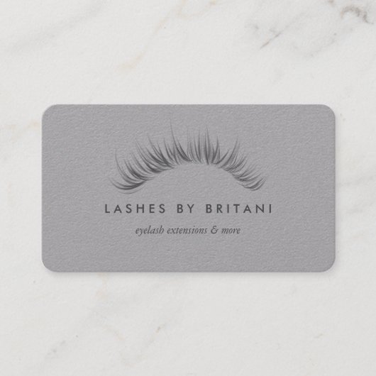 Glam Eyelashes Carte de visite de texte gris (Devant)