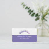 Glam Eyelashes Carte de visite texte blanc (Debout devant)