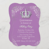Glam Fancy Crown Quinceanera Invitation (Devant / Derrière)