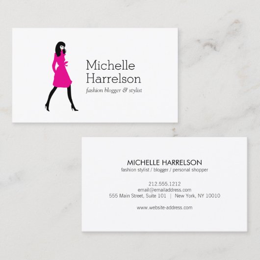 Glam Fashion Girl Style Blogger Carte de visite (Devant / Derrière)