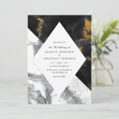 Glam Faux Glitter Marble Wedding Kaart (Staand voorkant)