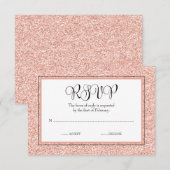 Glam Faux Glitter Roos Gold RSVP (Voorkant / Achterkant)