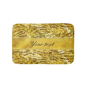 Glam Faux Gold Foil Zebra Pattern Badmat