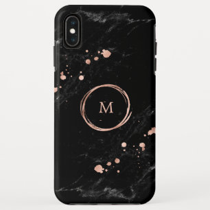 Glam Faux Gold Kijk naar zwarte marmer   Monogram iPhone XS Max Hoesje