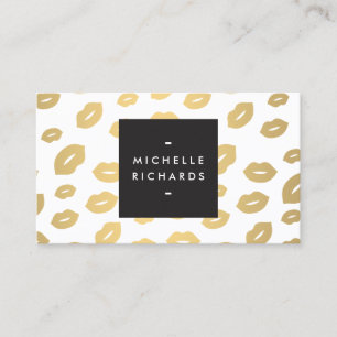 Glam Faux Gold Lip Print Wit Visitekaartje