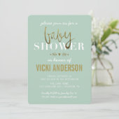 Glam Faux Gold Moderne Baby Shower Invitations (Debout devant)