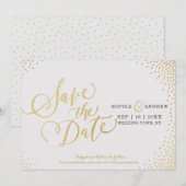 Glam faux goud glitter kalligrafie behalve datum save the date (Voorkant / Achterkant)