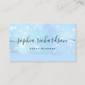 Glam Faux Iridescent Blue met Trendy Script Visitekaartje (Voorkant)