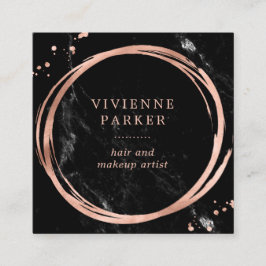 Glam Faux Roos Gold Kijk naar zwarte marmer Vierkante Visitekaartje