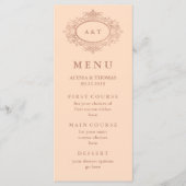 Glam Faux Rose Goud op Blush Roze Trouwmenu Menu (Voorkant)