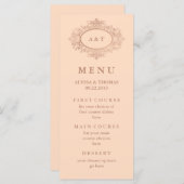 Glam Faux Roze Goud op Blush Roze Trouwmenu Menu (Voorkant / Achterkant)
