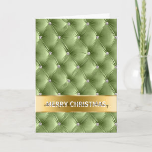 Glam Faux Velvet Sage Green Gold Christmas Feestdagen Kaart