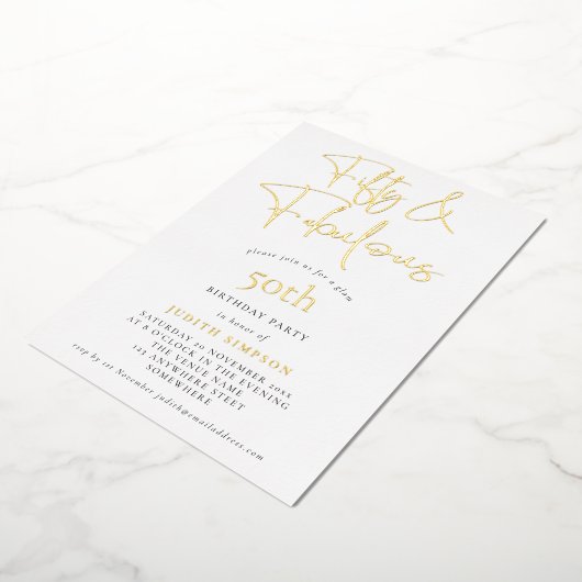 Glam FIty Fabulous Script Real Folie Uitnodiging (Gedraaid)