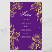 Glam Floral 50e verjaardag Programma Gold Paars Me Flyer (Achterkant)