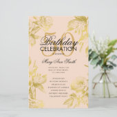Glam Floral 50th Birthday Program Gold Blush Menu (Debout devant)